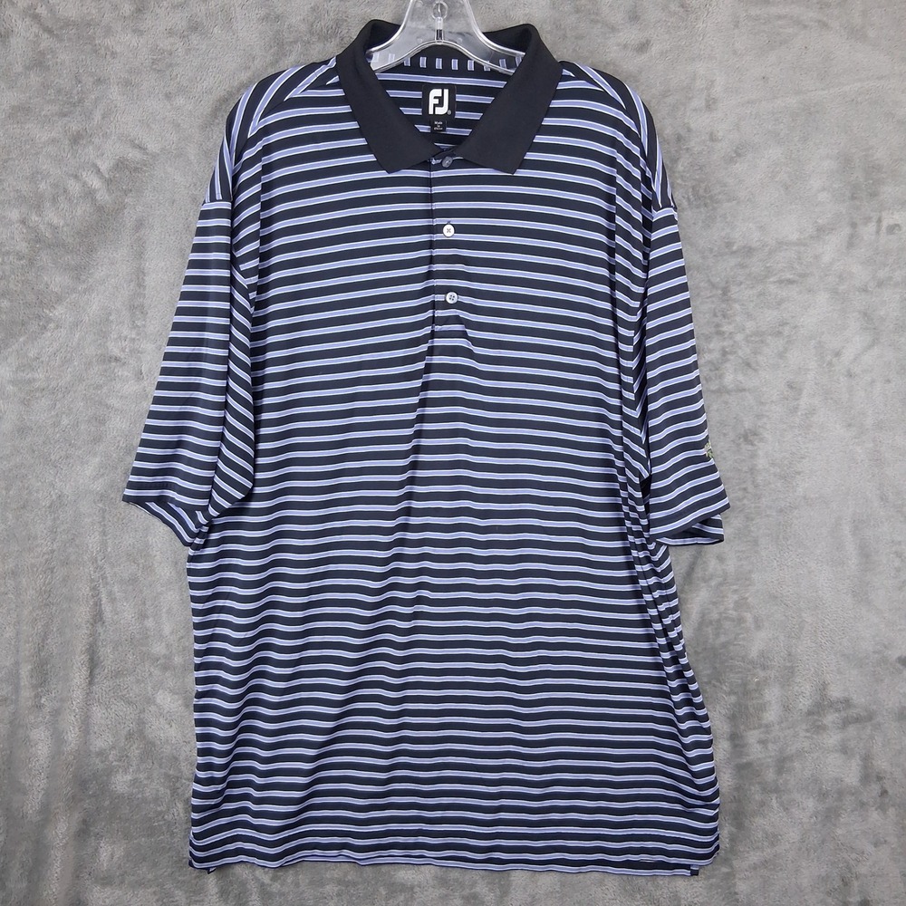 FootJoy Mens XXL ProDry Striped Golf Polo Black Blue Oak Ridge Golf Club 1127442